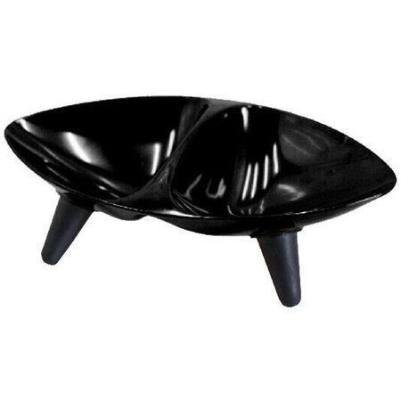 PET LIFE Pet Life S3BKDPB Melamine Couture Sculpture Double Food and Water Dog Bowl; Black S3BKDPB